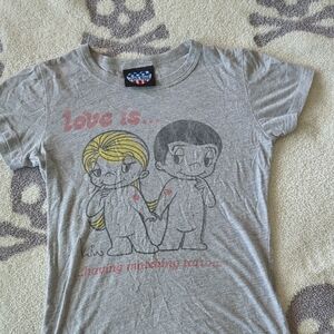 Junk Food Clothing Gray 'Love Is...' Graphic Tee with Yellow Accents
